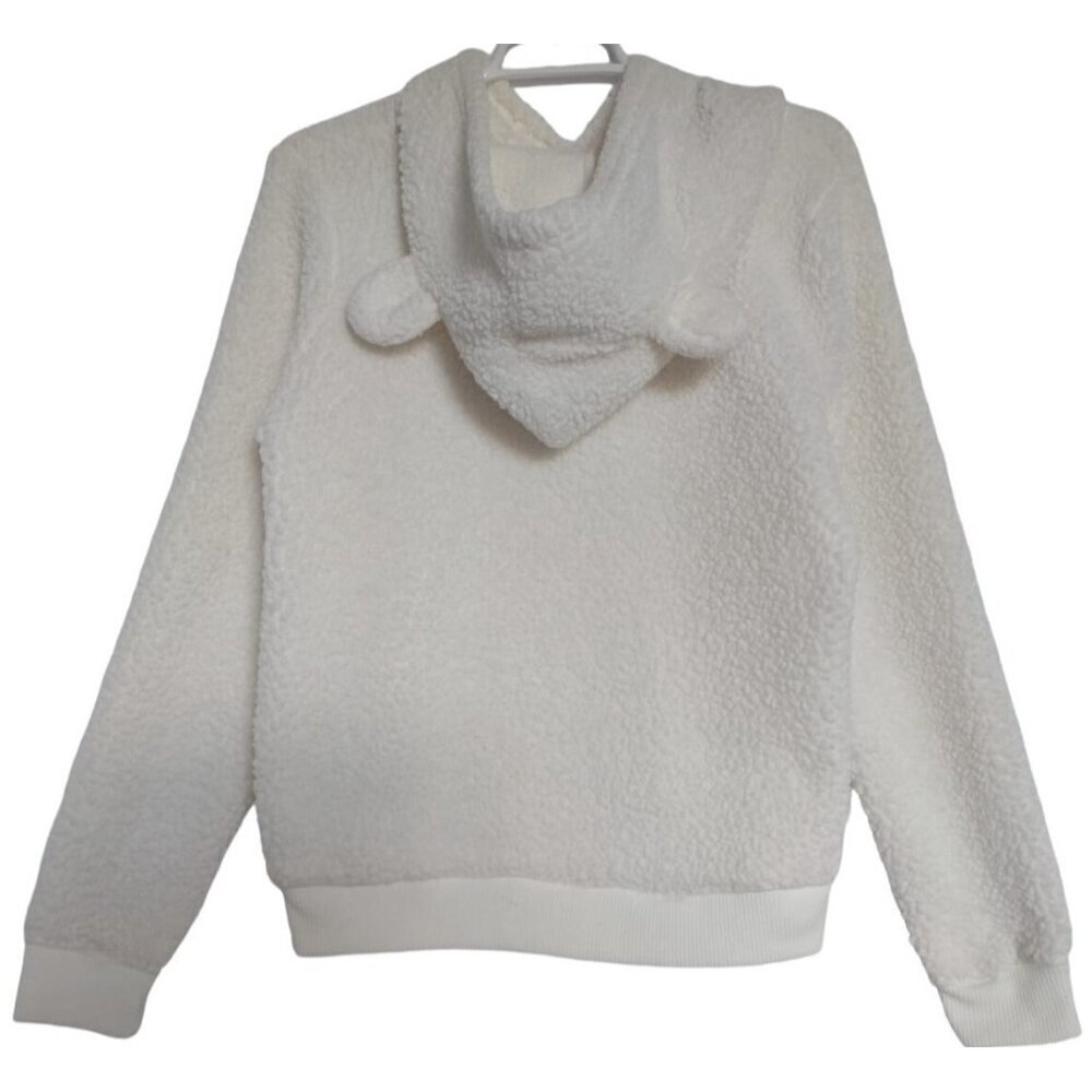 Wondershop Women's White Sherpa Fleece Hooded Sweatshirt with Bear Ears, Size S - Picture 2 of 9